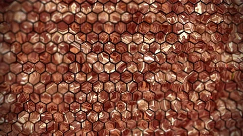 Bronze, copper mine background, hexagonal detail. Stock Footage 195465980