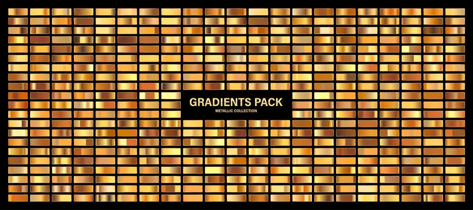 Bronze, copper orange glossy gradient, metal foil texture. Color swatch set Ilustración de archivo