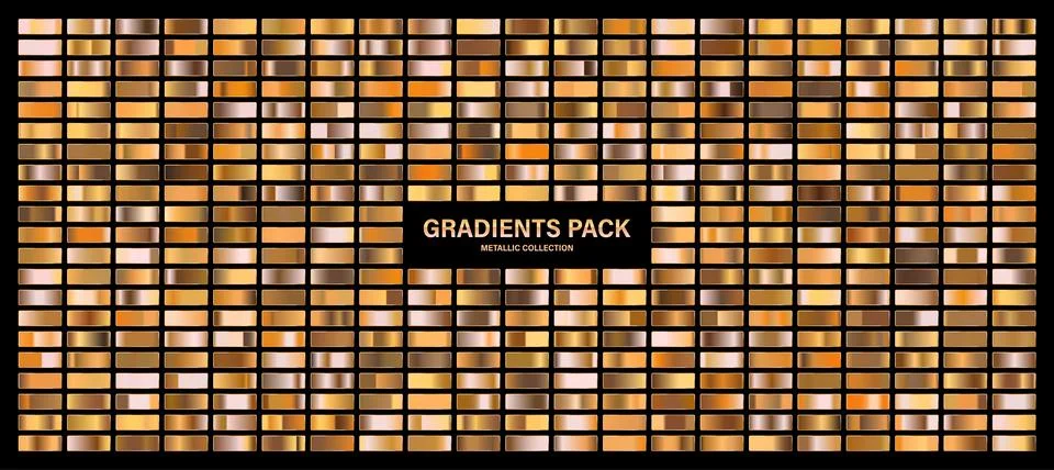 Bronze, copper orange glossy gradient, metal foil texture. Color swatch set Ilustración de archivo