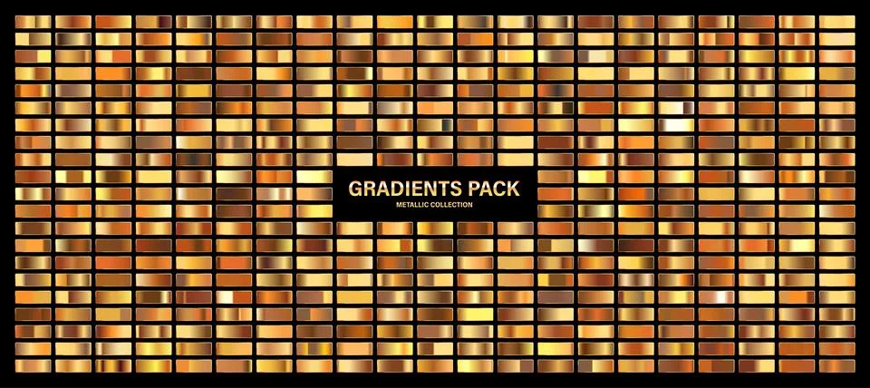 Bronze, copper orange glossy gradient, metal foil texture. Color swatch set Ilustración de archivo