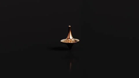 Bronze Copper Spinning Top Rotating on Dark Floor - Classic Loop Stock Footage 340268288