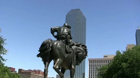 Bronze Cowboy Skyline Stock Footage 10595626