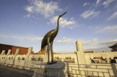 Bronze crane Stock Photos