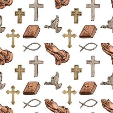 Bronze Cross on seamless background Stock Illustration