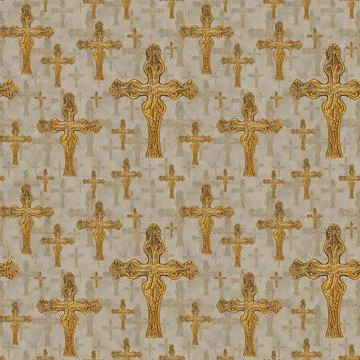 Bronze Cross on seamless background Stock Illustration