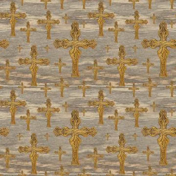 Bronze Cross on seamless background Stock Illustration
