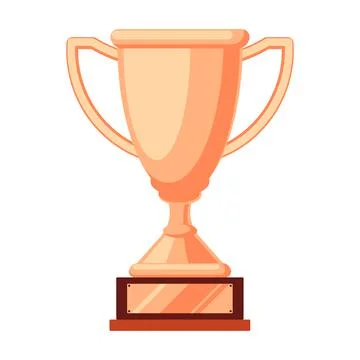 Bronze cup. Third place prize. Goblet on a wooded stand. 库存插图