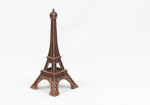 Bronze Eiffel Tower model, isolated on white background Foto stock