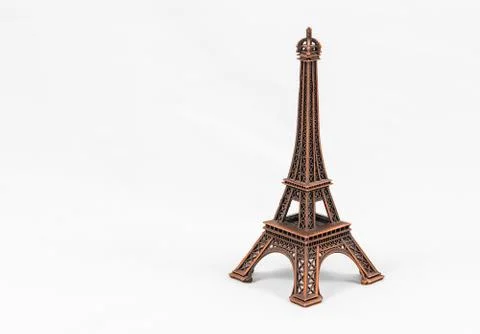Bronze Eiffel Tower model, isolated on white background Foto stock