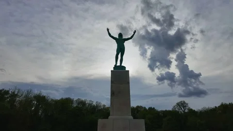 Bronze Green Sun Singer Statue Clouds Timelapse, Allerton Park UIUC Stock Footage 274426780