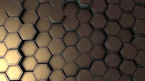 Bronze hexagon geometric background in motion Video stock 124744104