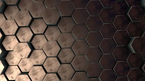Bronze hexagon geometric background in motion Vídeo Stock 124744200