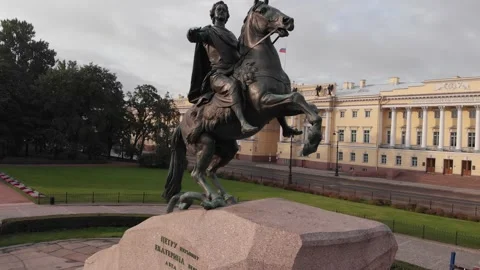 Bronze Horseman drone Stock Footage 145598087