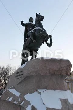 Bronze horseman, monument to petere first, saint-petersburg Stock Photos