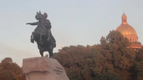 Bronze Horseman sunset Video stock 53049656
