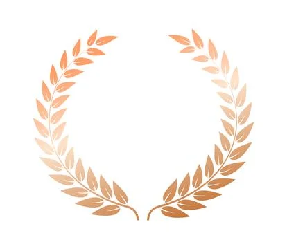 A bronze laurel wreath representing third-place achievements, recognition, and Stock Illustration