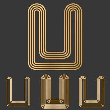 Bronze line u logo design set イラスト素材