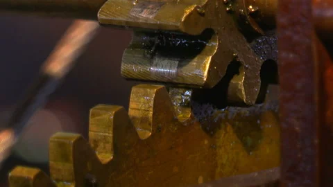 Bronze mechanism of an old tower clock. Stock Footage 102169711