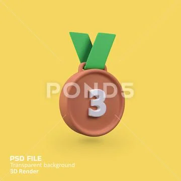 Bronze medal isolated 3d render icon illustration Modello PSD