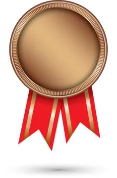Bronze medal with red ribbon, vector illustration Illustrazione stock