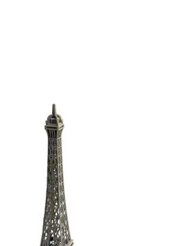 Bronze miniature replica of Eiffel Tower souvenir isolated on a white backg.. Stock Photos
