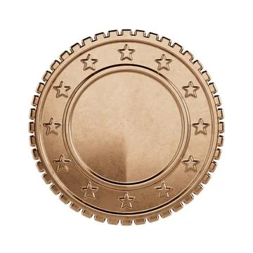 Bronze Mockup Coin with Empty Space for Your Design. 3d Rendering Illustrazione stock