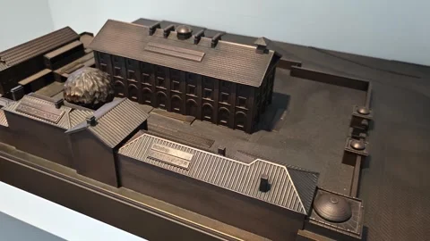 Bronze model of the Hyde Park Barracks Heritage Museum Stock Footage 328003010