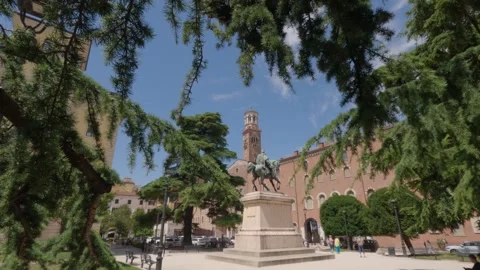 Bronze monument to Garibaldi in the public square, Verona, July 20, 2026 Stock Footage 340200346