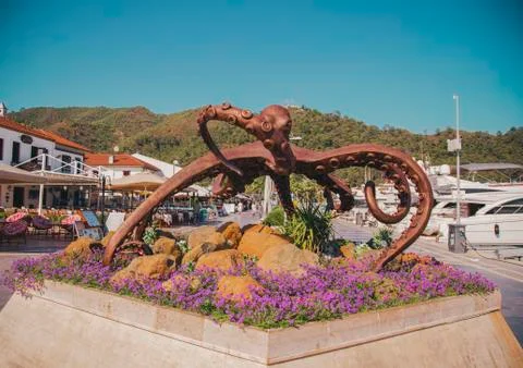 The Bronze octopus monument Stock Photos