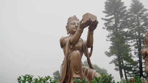Bronze Offering Statue at Po Lin Monastery, Hong Kong. Stock-Footage 337452567