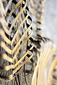 Bronze Palm Leaf Wall Decor Stucco Abstract Texture Florida 写真素材