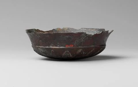Bronze phiale (libation bowl) with rosette on the bottom 4th century B.C. G.. Stock Photos