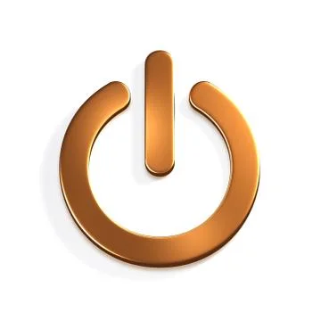Bronze Power Button Computer. 3D Render Illustration Stock Photos