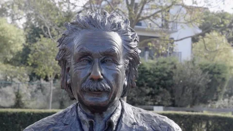 Bronze Sculpture Of Albert Einstein By Belgian Sculptor Johnny Werkbrouck Stock Footage 220267765