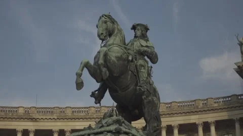 Bronze sculpture Prince Eugene Equestrian Statue Prinz Eugen Reiterdenkmal Stock Footage 316624626