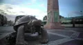 Bronze sculpture of turtle standing on Place de la Victorie in Bordeaux, France HD Footage