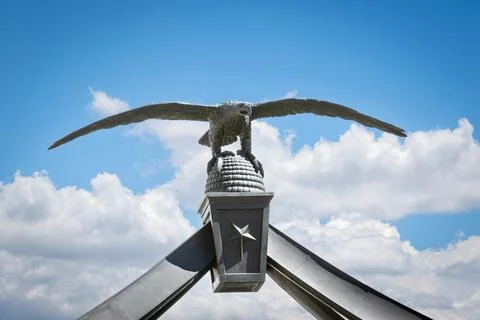 Bronze Seagull Statue Spanning State Street in Salt Lake City, Utah 写真素材