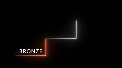 Bronze, silver, and gold ranking level progression animation on black background Stock Footage 344804450