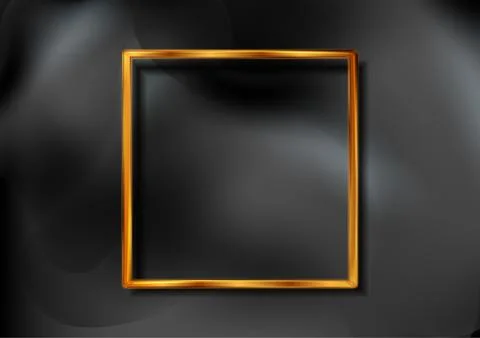Bronze square frame on black liquid wavy background Stock Illustration