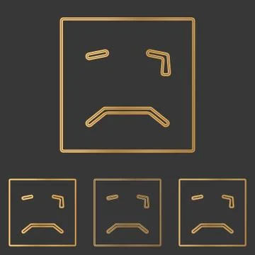 Bronze squared crying face logo set Stock Illustration