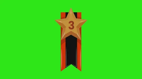 Bronze Star Medal Third Place Award Ribbon Icon on Green Screen Background Stock Footage 345931267