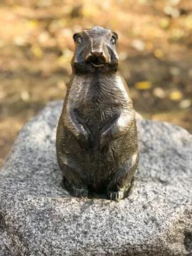 Bronze statue of arctic ground squirrel Stock Photos