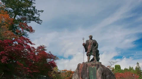 Bronze statue of Buddhist monk Shodo Shonin  in Nikko, Japan Stockbeeldmateriaal 329616955