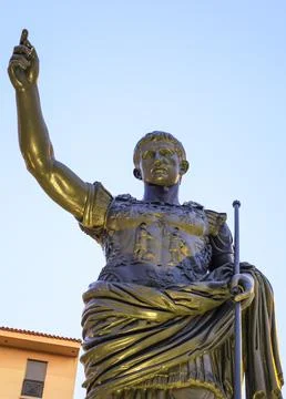 Bronze statue of Caesar Augustus in Zaragoza Stock Photos