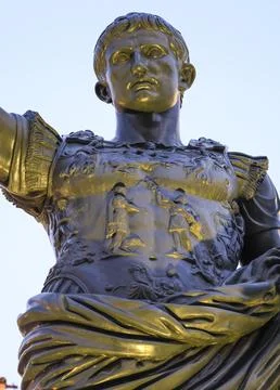 Bronze statue of Caesar Augustus in Zaragoza Stock Photos