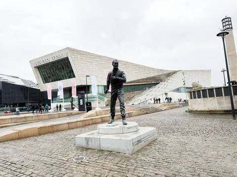 Bronze statue Captain Frederic John Walker at the modern Museum of Liverpoo.. Stock Photos