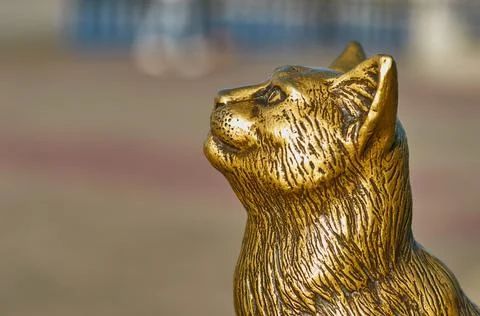 Bronze statue of a cat. Stock Photos