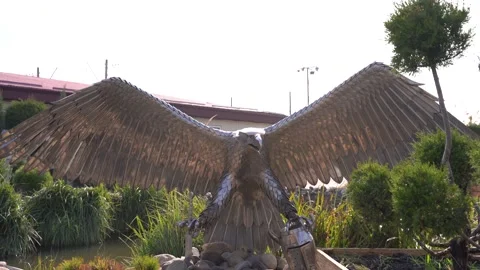 Bronze Statue of an eagle spread its wings from motion control 4K Stock Footage 120733609