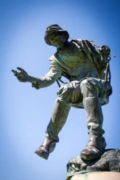 Bronze statue of imre soos in front of budapest national theater Stock Photos
