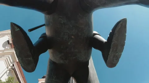 Bronze statue of the Knight on Moravian Square. Stock Footage 142122467